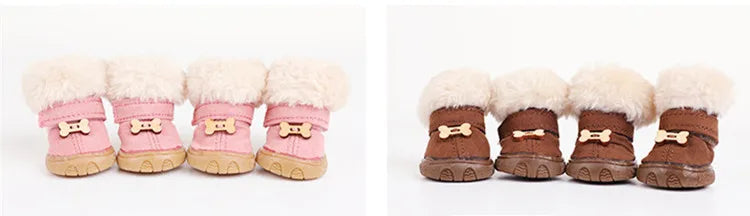 Winter Pet Dog Shoes for Small Dog Shoes Warm Plush Anti-slip Dog Snow Boots for Teddy Chihuahua