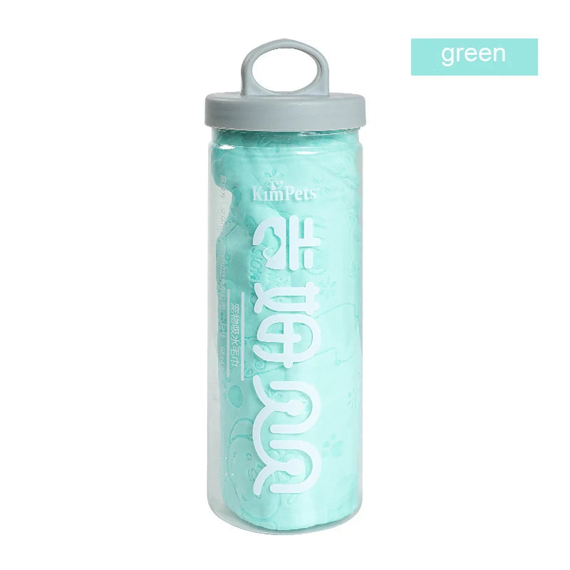 Quick-Dry Synthetic Deerskin Pet Bath Towel - Super Absorbent, Lint-Free, Soft & Includes Storage Bucket