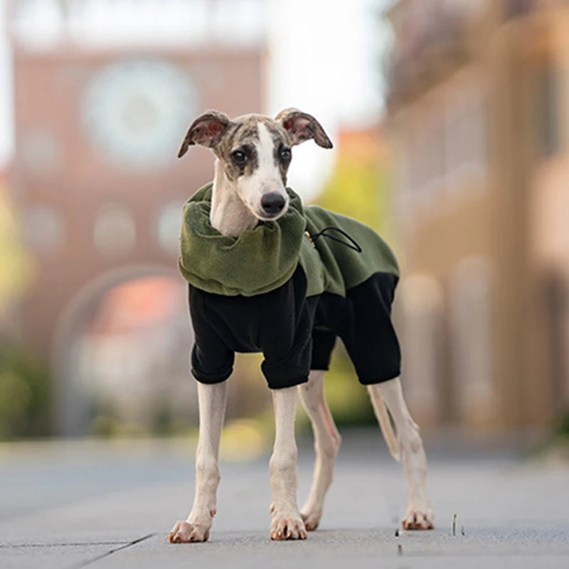 Winter Dog Jacket Italian Greyhound Whippet Vest Warm Dog Coat Wind-proof Polar Fleece High Collar Detachable Dog Clothes