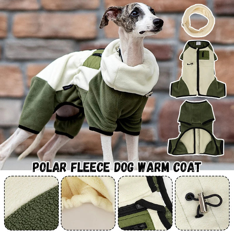 Winter Dog Jacket Italian Greyhound Whippet Vest Warm Dog Coat Wind-proof Polar Fleece High Collar Detachable Dog Clothes