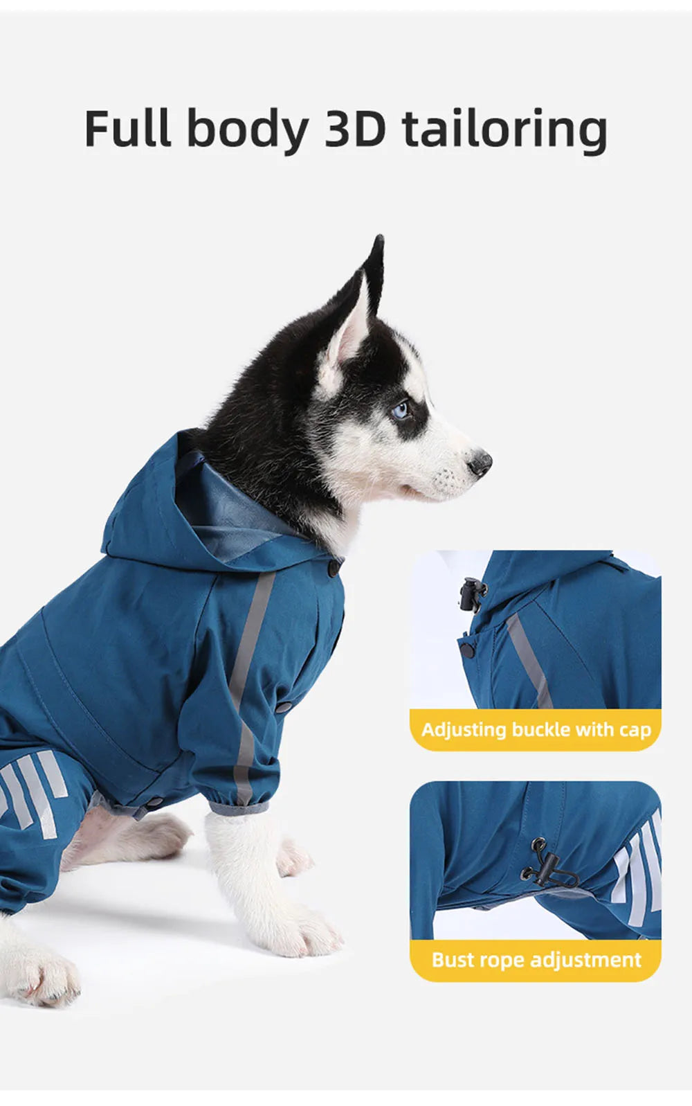 Dog Raincoat Waterproof Dog Rain Jacket with Hood Reflective Dog Rain Coat with Leash Hole Lightweight Waterproof Puppy Clothes