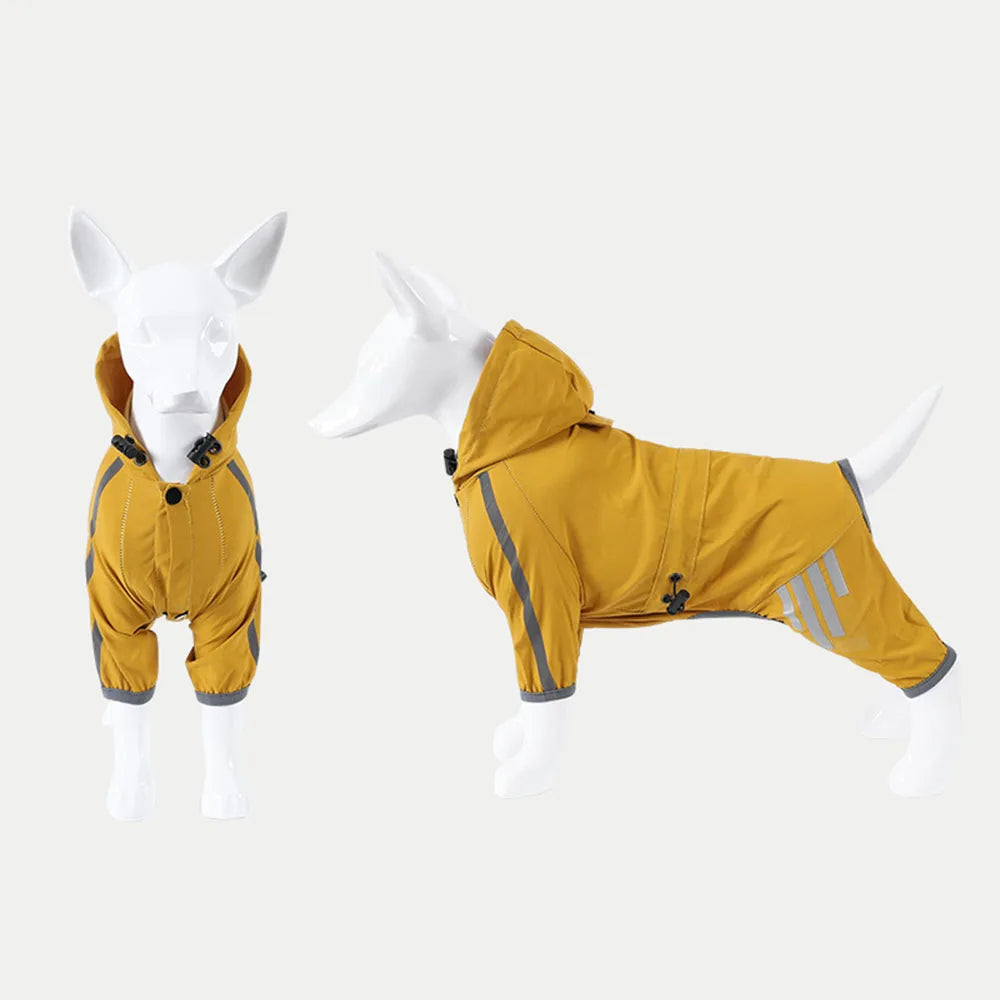 Dog Raincoat Waterproof Dog Rain Jacket with Hood Reflective Dog Rain Coat with Leash Hole Lightweight Waterproof Puppy Clothes