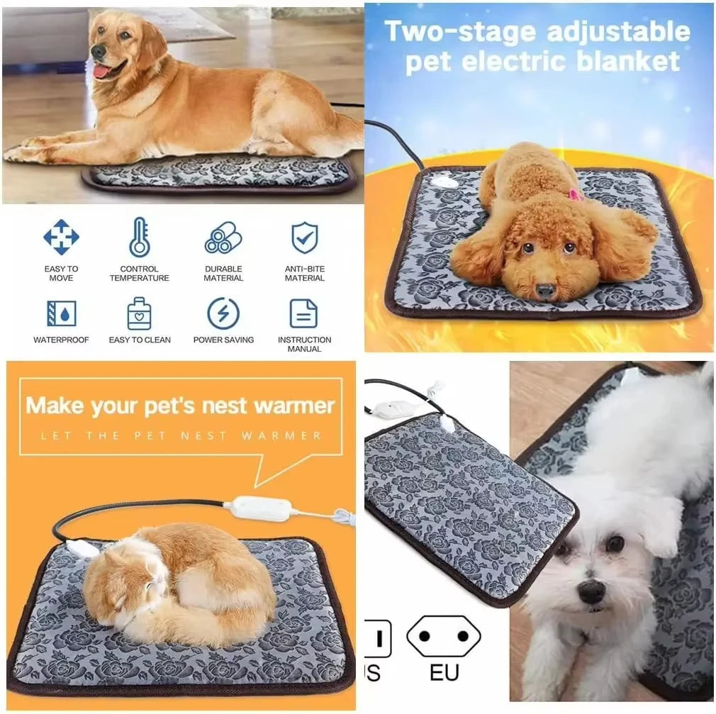 Pet Heated Mat Dog Temperature Adjustable Dog Heating Pad Waterproof Electric Heating Pad Timer Dog Sleeping Supply waterproof ﻿