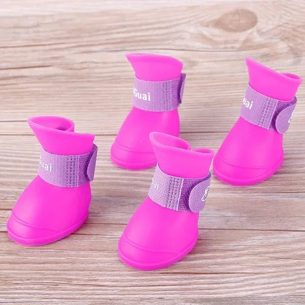 4PCS/SET Dog Boots for Small Dogs   Pet Dog Shoes Waterproof Pet Rain Shoes for Dog Puppy Rubber Boots Durable Shoes