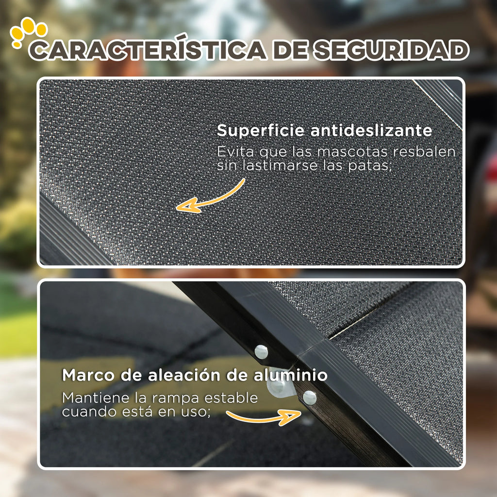 Pawhut Folding Aluminum Dog Ramp for Car 158X43.5X2.5 cm Black