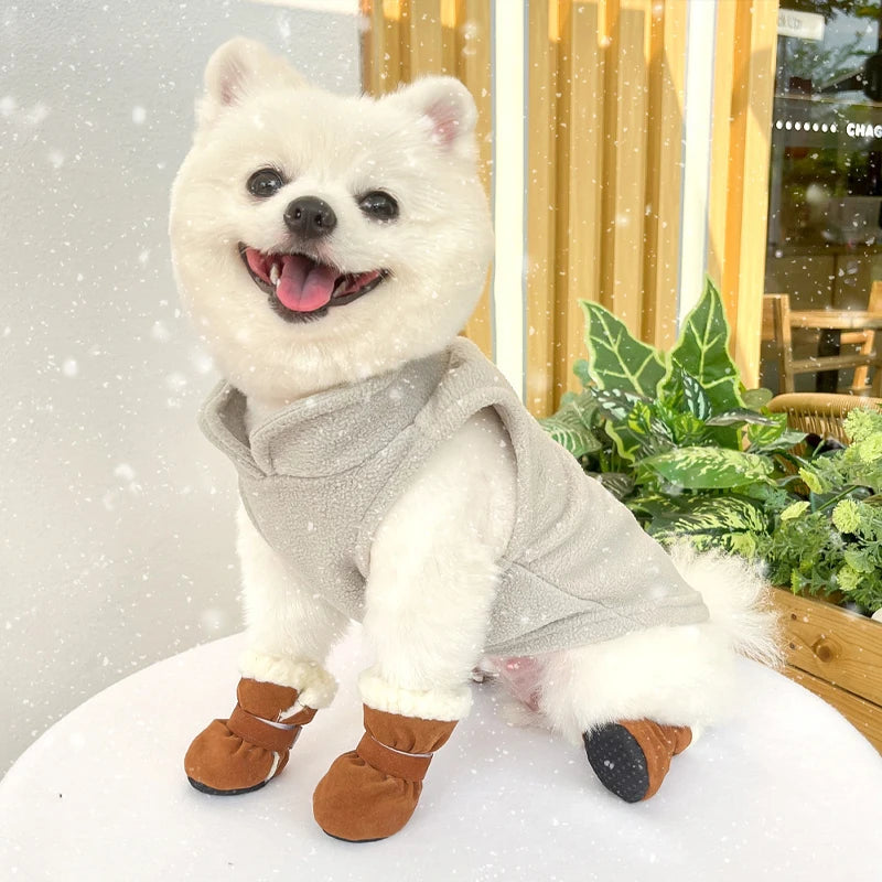 4Pcs Winter Waterproof Warm Pet Accessories Dog Socks Bootie Pet Dog Shoes Non-slip for Small Breeds Dogs Puppy Outdoor Walking