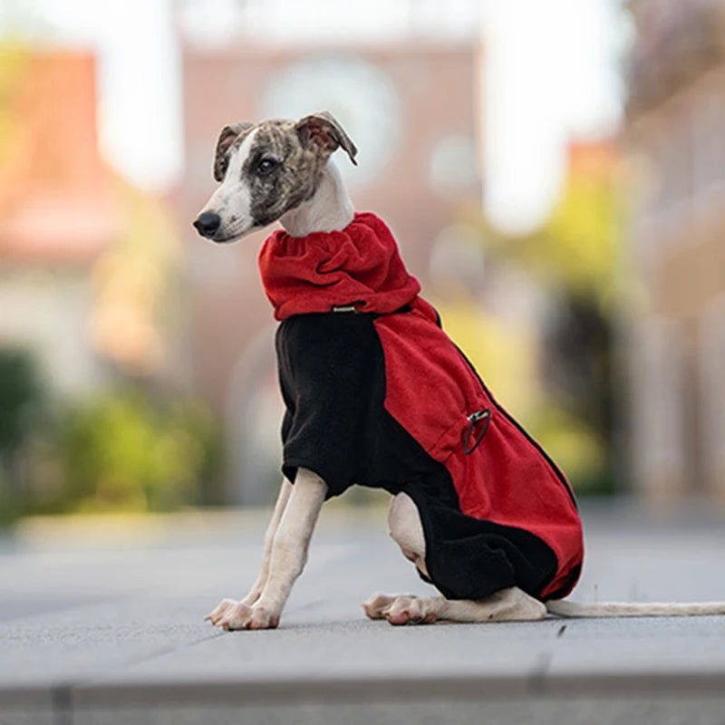 Winter Dog Jacket Italian Greyhound Whippet Vest Warm Dog Coat Wind-proof Polar Fleece High Collar Detachable Dog Clothes