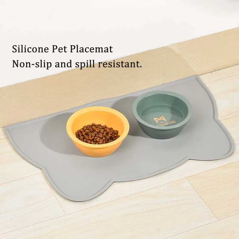 Pet Silicone Placemat Solid Color Feeding Drinking Mat Leak Proof Food Pads For Cats Easy Cleaning Durable Pet Accessories