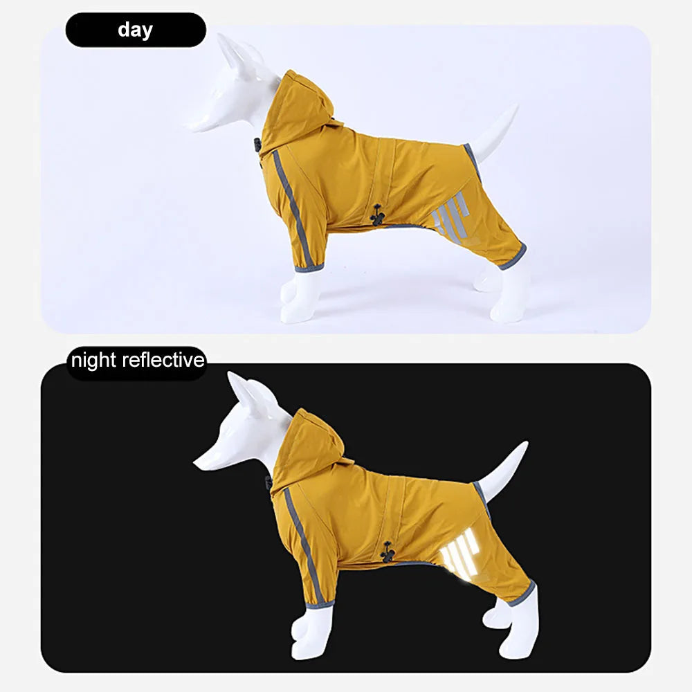 Dog Raincoat Waterproof Dog Rain Jacket with Hood Reflective Dog Rain Coat with Leash Hole Lightweight Waterproof Puppy Clothes