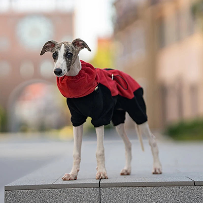 Winter Dog Jacket Italian Greyhound Whippet Vest Warm Dog Coat Wind-proof Polar Fleece High Collar Detachable Dog Clothes
