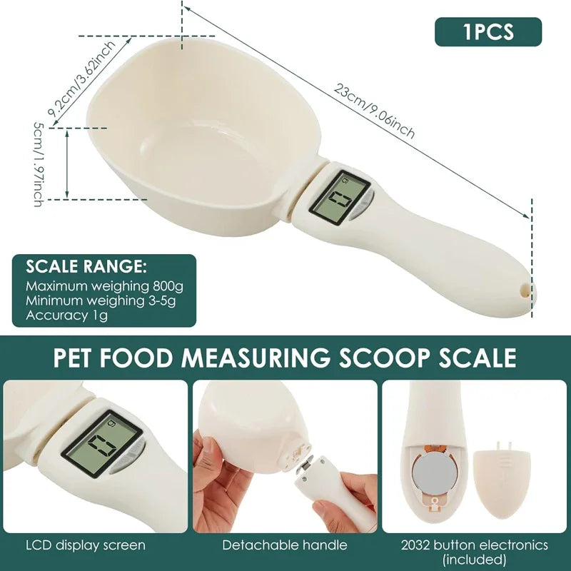 Pet Food Scale LCD Electronic Precision Weighing Tool Dog Cat Feeding Food Measuring Spoon Digital Display Kitchen Scale