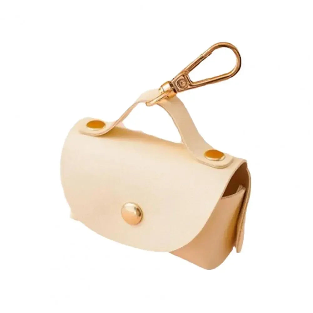 Leather Waste Bag Dispenser ，Dog Poop Bag Holder with Metal Clip for Leash Belt ，Portable Doggy Poop Bags Holder