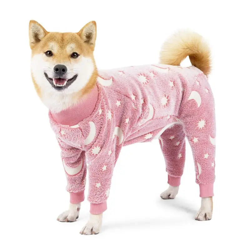 Dog Pajamas Four Legs Pet Fleece Jumpsuit Winter Warm Dog Jumpsuit Cute Pet Clothes Onesies for Medium Large Dogs Labrador Coat