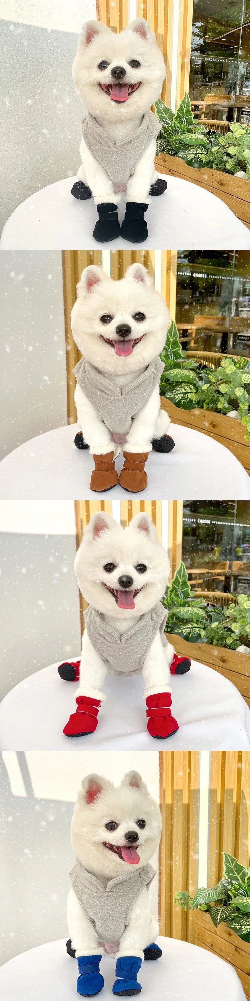 4Pcs Winter Waterproof Warm Pet Accessories Dog Socks Bootie Pet Dog Shoes Non-slip for Small Breeds Dogs Puppy Outdoor Walking