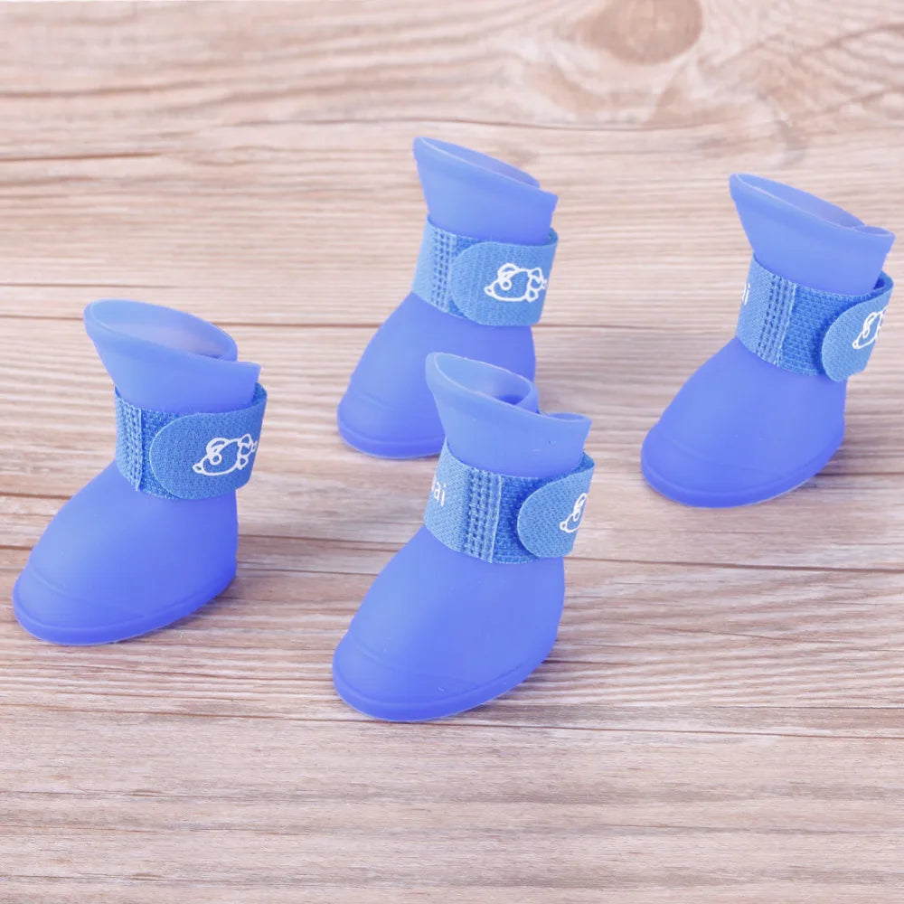 4PCS/SET Dog Boots for Small Dogs   Pet Dog Shoes Waterproof Pet Rain Shoes for Dog Puppy Rubber Boots Durable Shoes