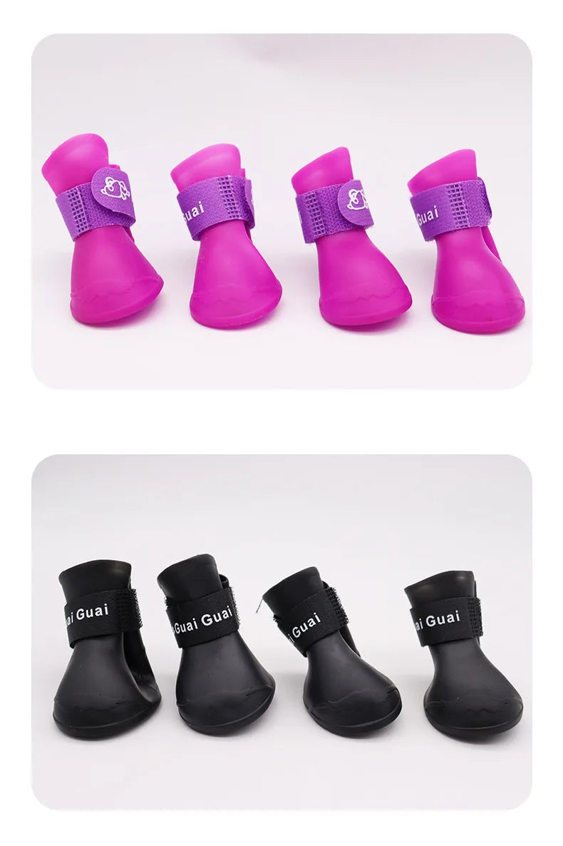 4Pc/Set Pet WaterProof Rainshoe Anti-slip Rubber Boots for Chihuahua Outdoor Footwear Socks Dog Ankle Boots Pet Accessories