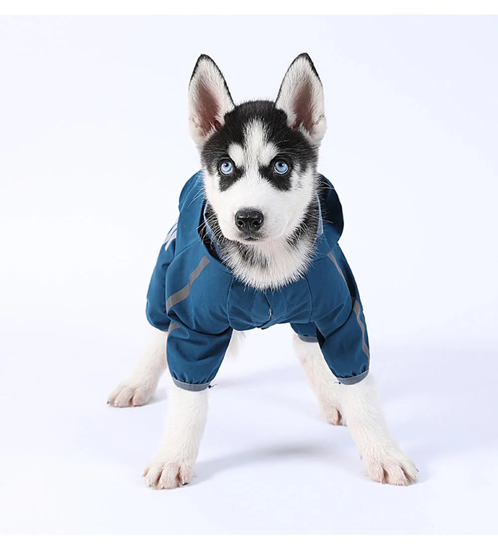 Dog Raincoat Waterproof Dog Rain Jacket with Hood Reflective Dog Rain Coat with Leash Hole Lightweight Waterproof Puppy Clothes