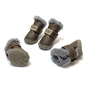 Classic Plush Linning  Small to Large Dog Shoes with Hook Loop Closure Bulldog Booties Plush Outdoor Non-Slip Pet Puppy Winter S