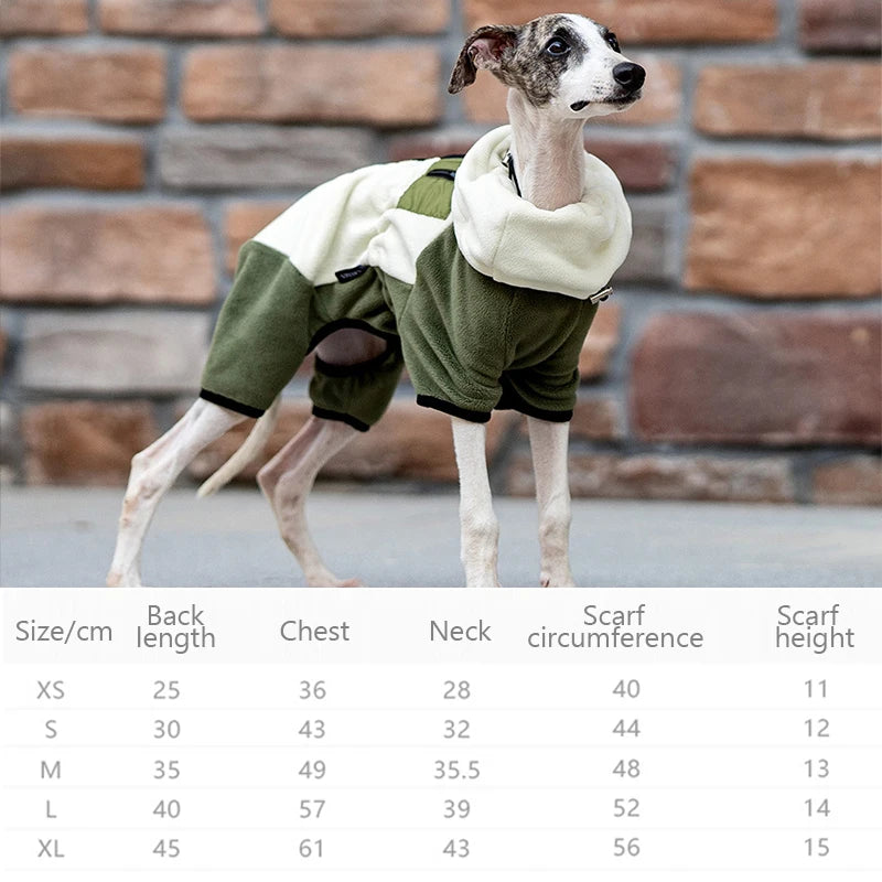Winter Dog Jacket Italian Greyhound Whippet Vest Warm Dog Coat Wind-proof Polar Fleece High Collar Detachable Dog Clothes