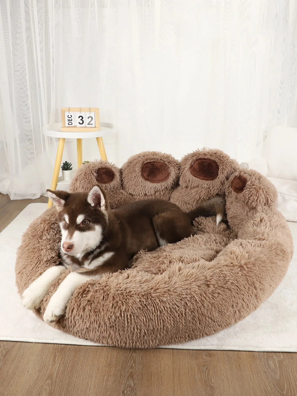 Dog Bed Cat Pet Sofa Cute Bear Paw Shape Comfortable Cozy Pet Sleeping Beds For Small Medium Large Soft Fluffy Cushion Dog Bed