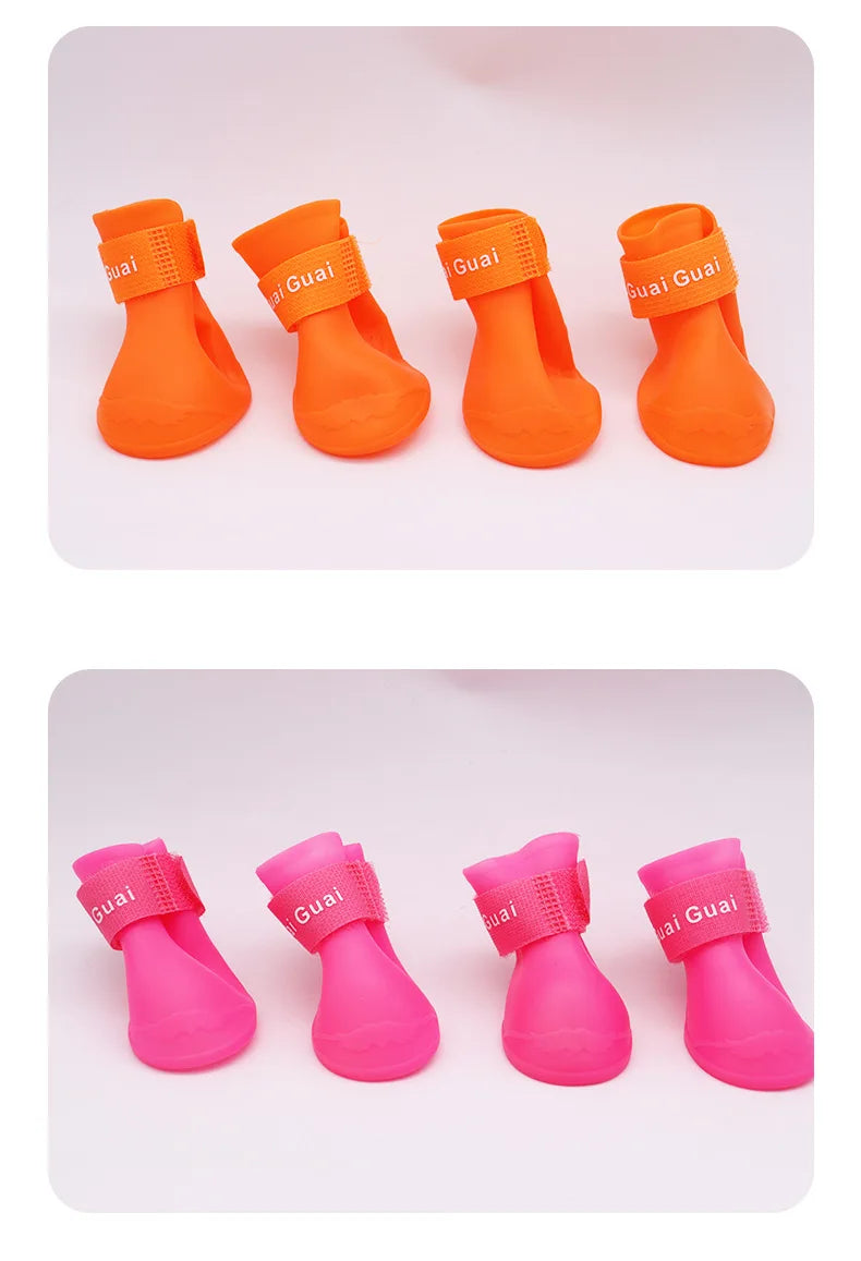 4Pc/Set Pet WaterProof Rainshoe Anti-slip Rubber Boots for Chihuahua Outdoor Footwear Socks Dog Ankle Boots Pet Accessories