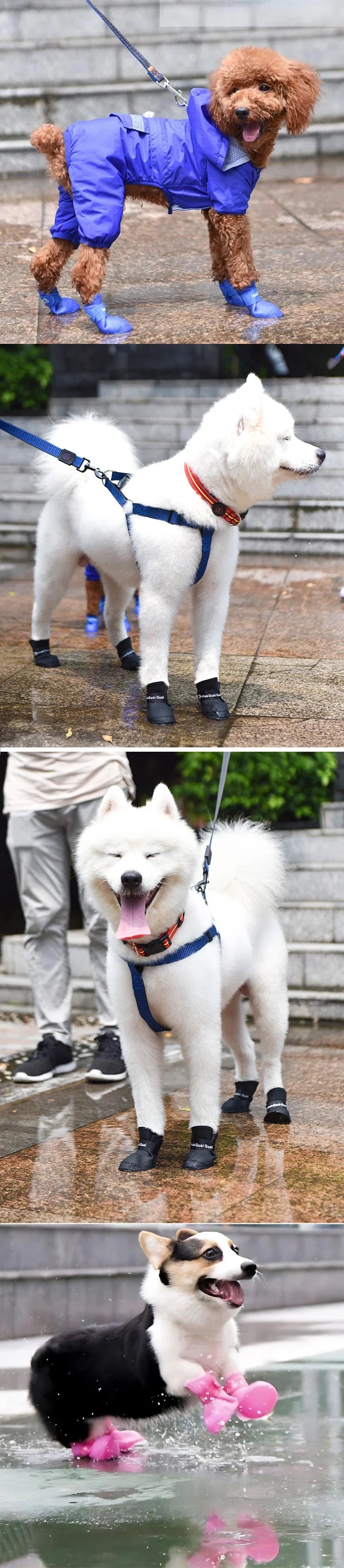 4Pc/Set Pet WaterProof Rainshoe Anti-slip Rubber Boots for Chihuahua Outdoor Footwear Socks Dog Ankle Boots Pet Accessories