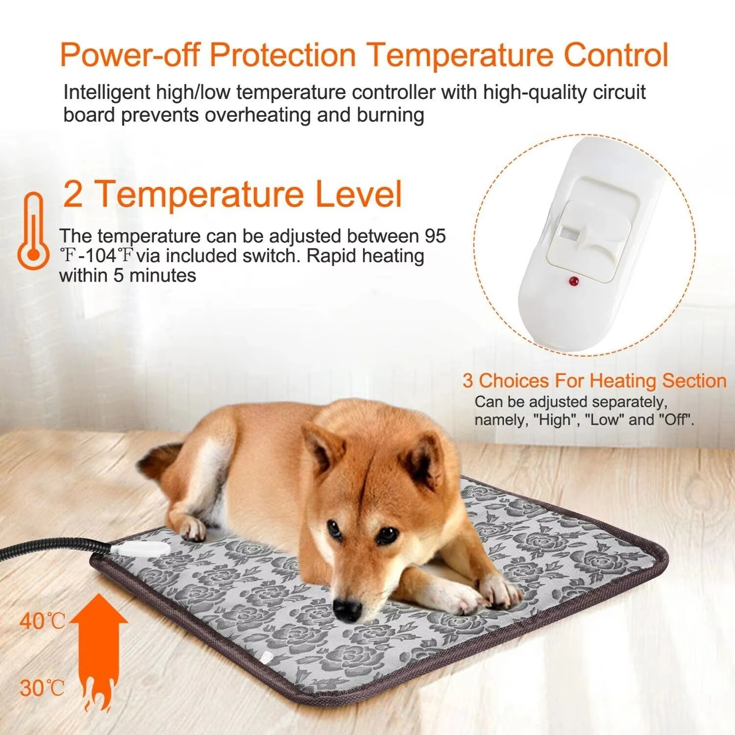 Pet Heated Mat Dog Temperature Adjustable Dog Heating Pad Waterproof Electric Heating Pad Timer Dog Sleeping Supply waterproof ﻿