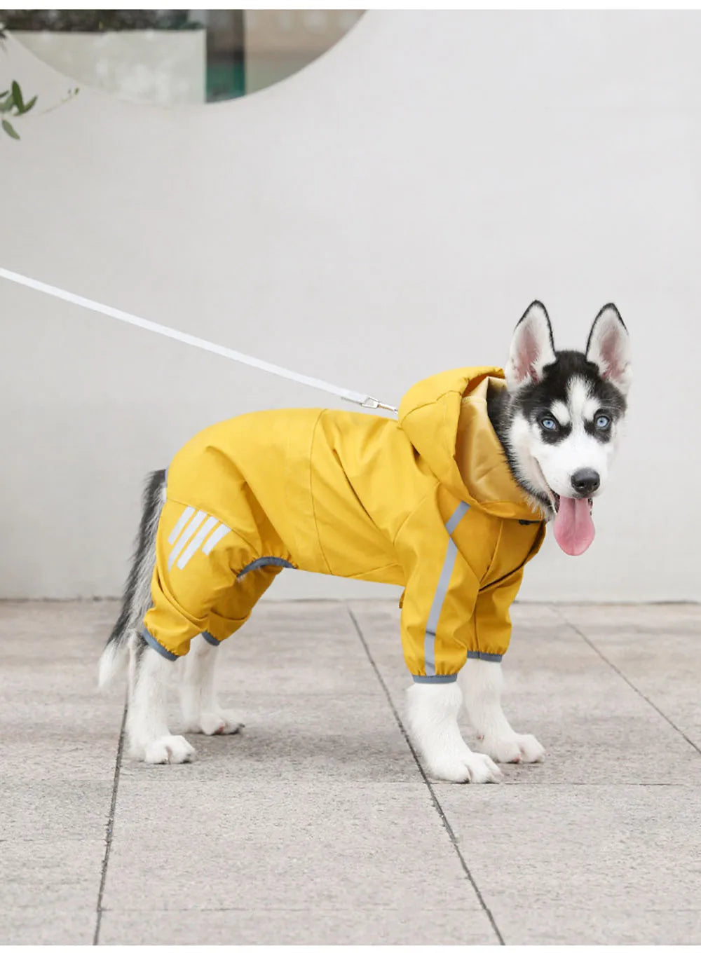 Dog Raincoat Waterproof Dog Rain Jacket with Hood Reflective Dog Rain Coat with Leash Hole Lightweight Waterproof Puppy Clothes