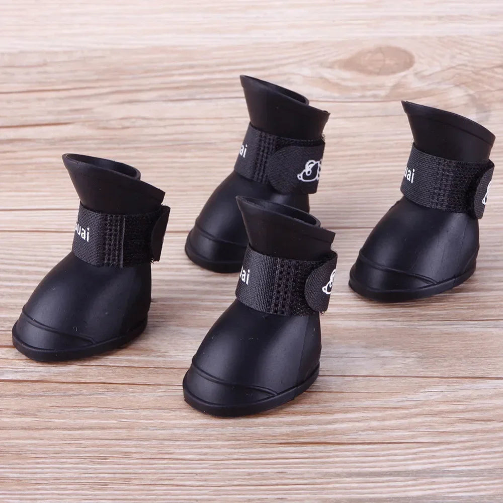 4PCS/SET Dog Boots for Small Dogs   Pet Dog Shoes Waterproof Pet Rain Shoes for Dog Puppy Rubber Boots Durable Shoes