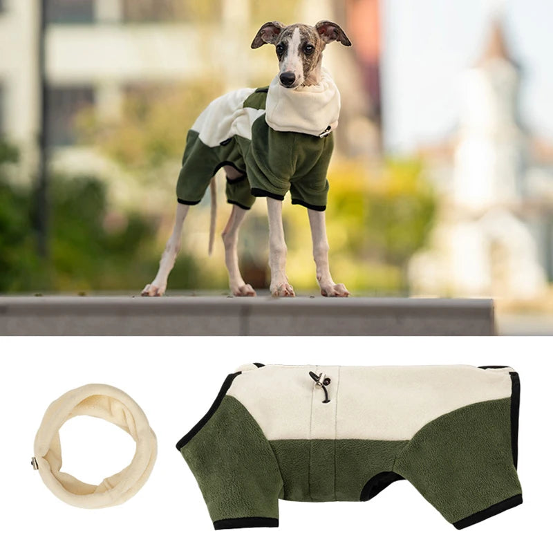 Winter Dog Jacket Italian Greyhound Whippet Vest Warm Dog Coat Wind-proof Polar Fleece High Collar Detachable Dog Clothes