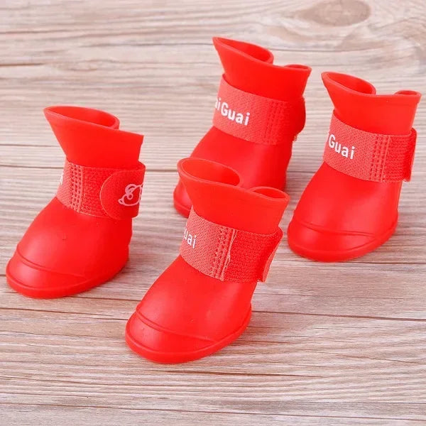 4PCS/SET Dog Boots for Small Dogs   Pet Dog Shoes Waterproof Pet Rain Shoes for Dog Puppy Rubber Boots Durable Shoes