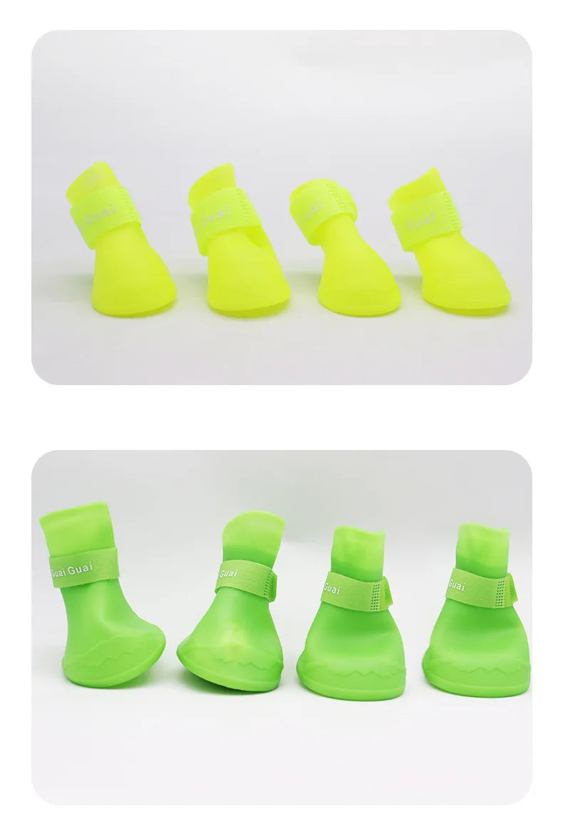 4Pc/Set Pet WaterProof Rainshoe Anti-slip Rubber Boots for Chihuahua Outdoor Footwear Socks Dog Ankle Boots Pet Accessories
