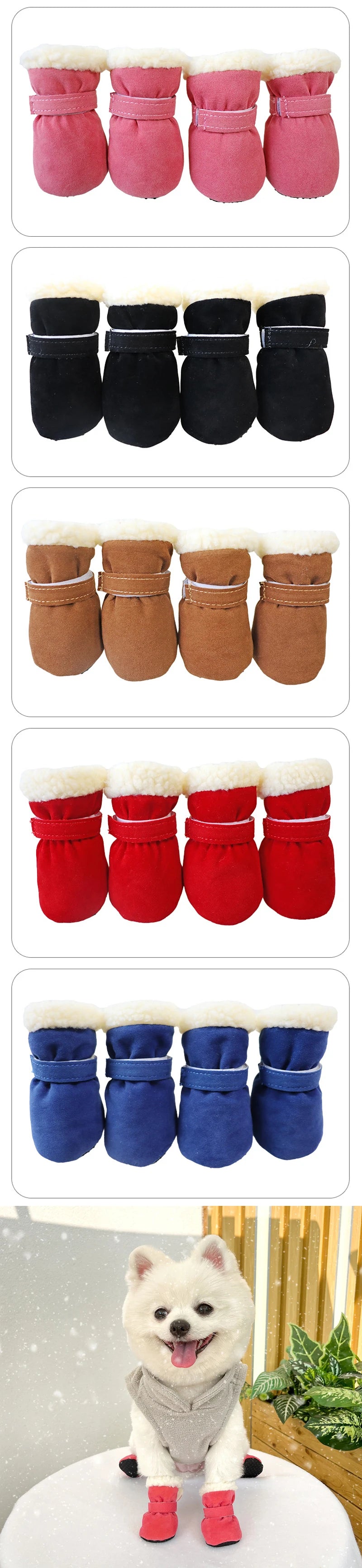 4Pcs Winter Waterproof Warm Pet Accessories Dog Socks Bootie Pet Dog Shoes Non-slip for Small Breeds Dogs Puppy Outdoor Walking