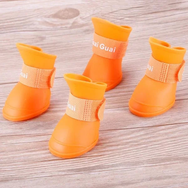 4PCS/SET Dog Boots for Small Dogs   Pet Dog Shoes Waterproof Pet Rain Shoes for Dog Puppy Rubber Boots Durable Shoes