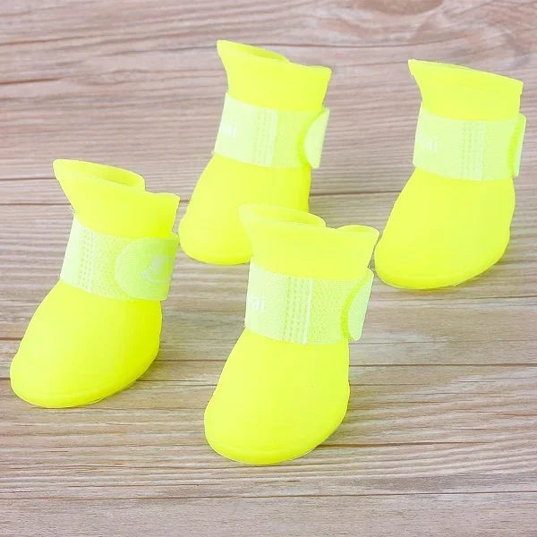 4PCS/SET Dog Boots for Small Dogs   Pet Dog Shoes Waterproof Pet Rain Shoes for Dog Puppy Rubber Boots Durable Shoes