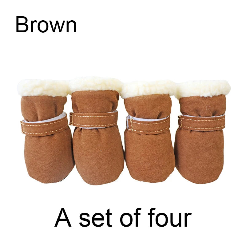 4Pcs Winter Waterproof Warm Pet Accessories Dog Socks Bootie Pet Dog Shoes Non-slip for Small Breeds Dogs Puppy Outdoor Walking