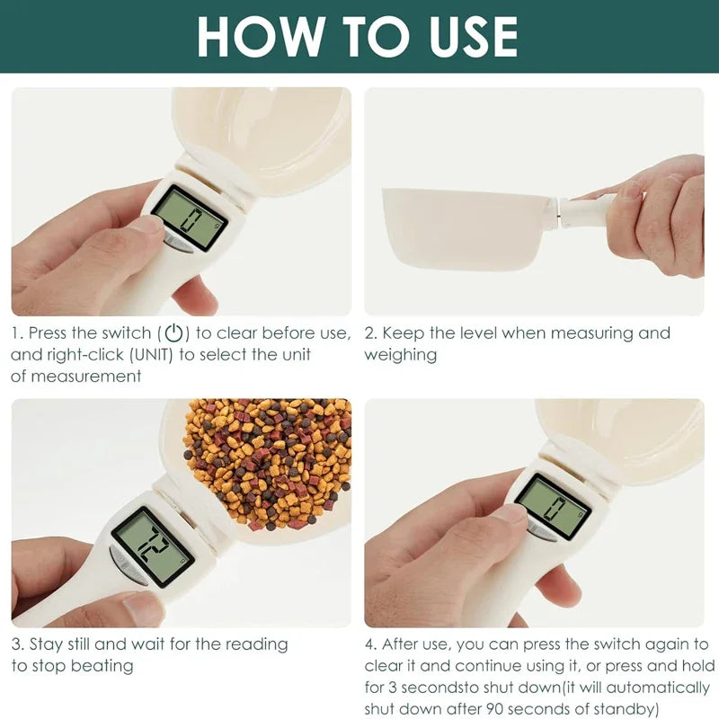 Pet Food Scale LCD Electronic Precision Weighing Tool Dog Cat Feeding Food Measuring Spoon Digital Display Kitchen Scale