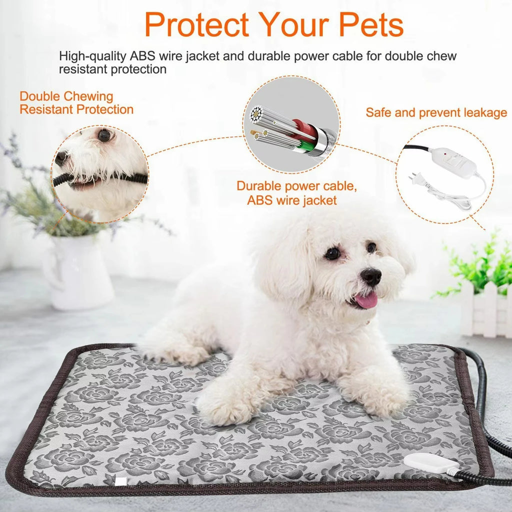 Pet Heated Mat Dog Temperature Adjustable Dog Heating Pad Waterproof Electric Heating Pad Timer Dog Sleeping Supply waterproof ﻿