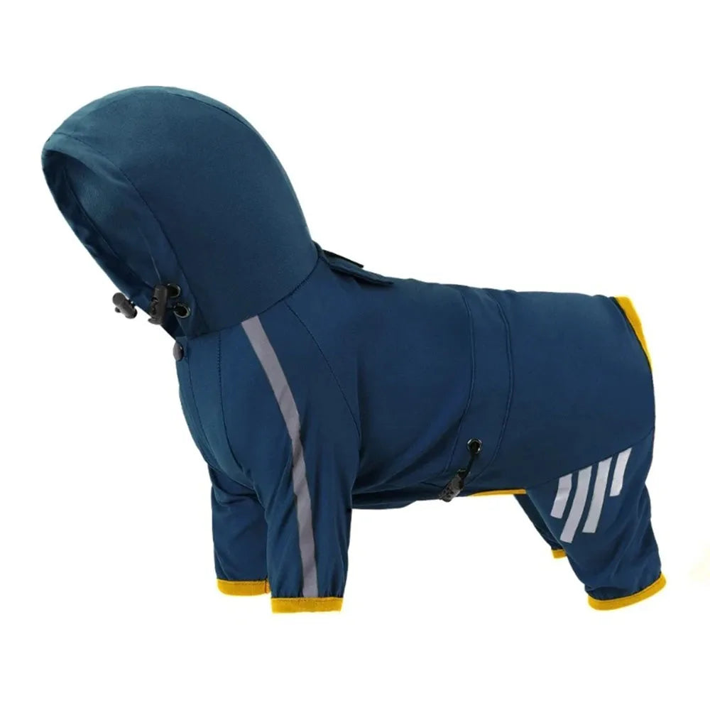 Dog Raincoat Waterproof Dog Rain Jacket with Hood Reflective Dog Rain Coat with Leash Hole Lightweight Waterproof Puppy Clothes