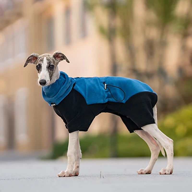 Winter Dog Jacket Italian Greyhound Whippet Vest Warm Dog Coat Wind-proof Polar Fleece High Collar Detachable Dog Clothes