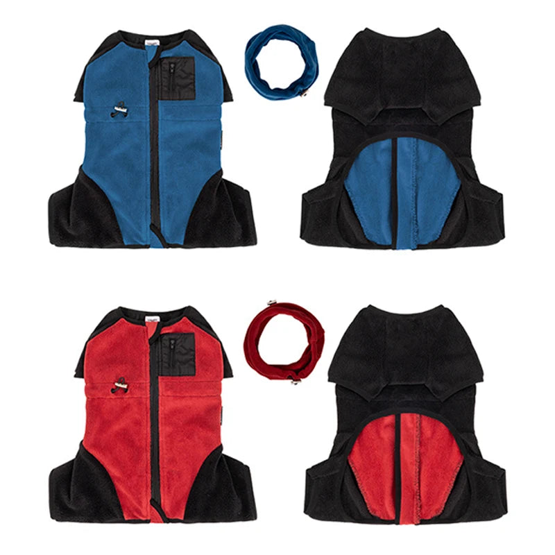 Winter Dog Jacket Italian Greyhound Whippet Vest Warm Dog Coat Wind-proof Polar Fleece High Collar Detachable Dog Clothes