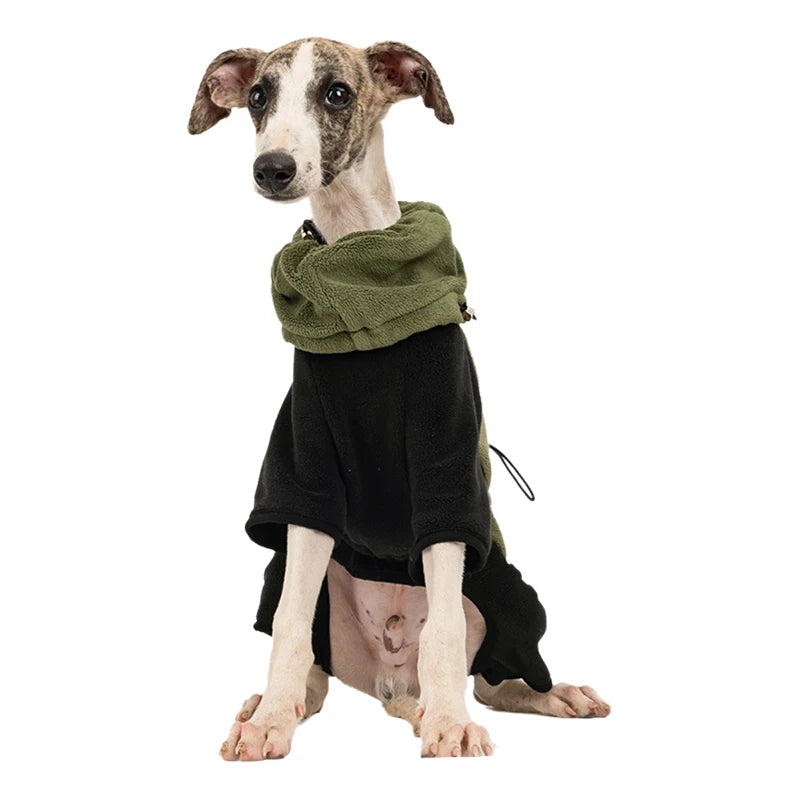 Winter Dog Jacket Italian Greyhound Whippet Vest Warm Dog Coat Wind-proof Polar Fleece High Collar Detachable Dog Clothes