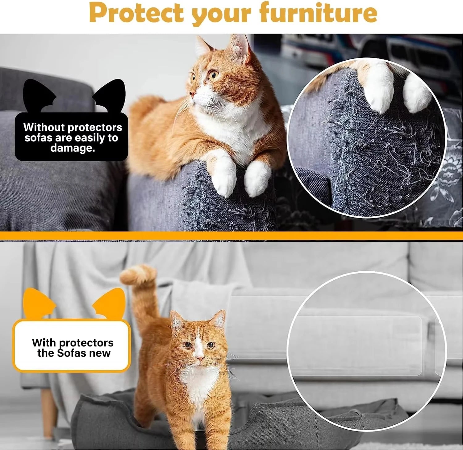 Cat Scratch Deterrent Tape Furniture Protectors From Cats Transparent Self-Adhesive Pet Training Tape for Sofa Furniture Sticker