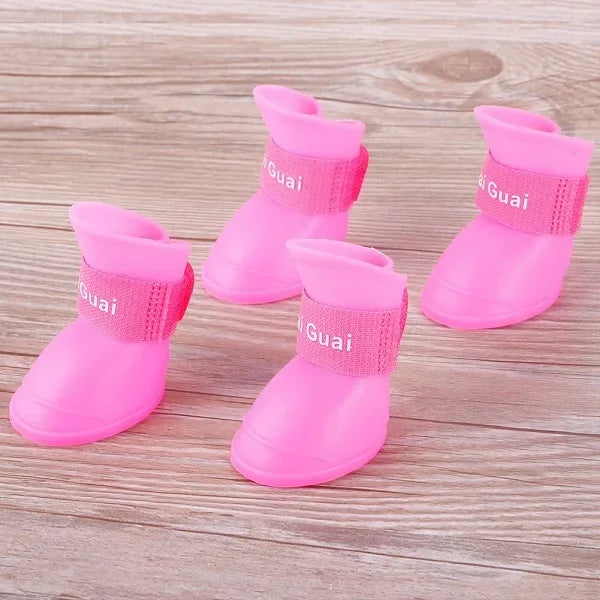 4PCS/SET Dog Boots for Small Dogs   Pet Dog Shoes Waterproof Pet Rain Shoes for Dog Puppy Rubber Boots Durable Shoes