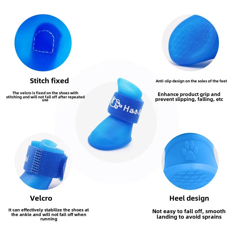 4Pc/Set Pet WaterProof Rainshoe Anti-slip Rubber Boots for Chihuahua Outdoor Footwear Socks Dog Ankle Boots Pet Accessories
