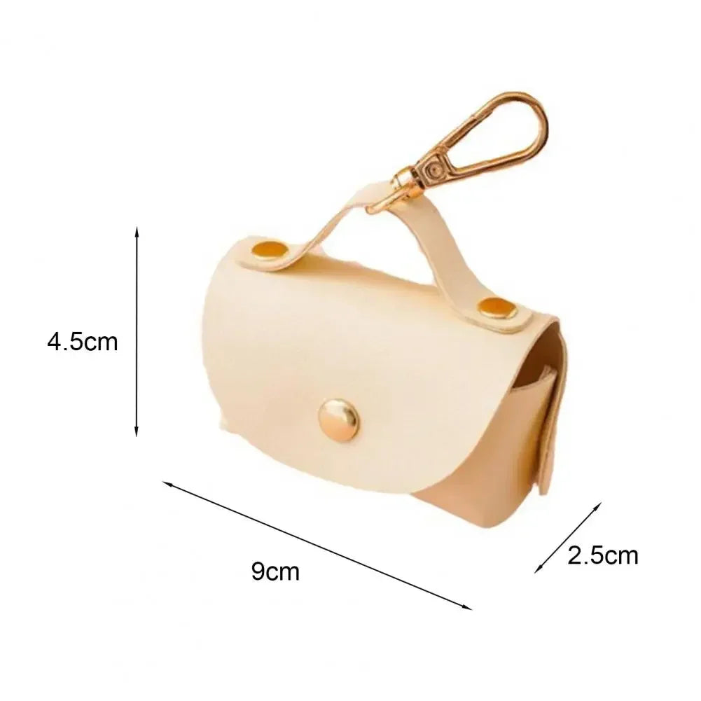 Leather Waste Bag Dispenser ，Dog Poop Bag Holder with Metal Clip for Leash Belt ，Portable Doggy Poop Bags Holder