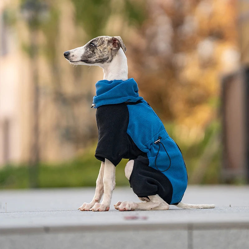Winter Dog Jacket Italian Greyhound Whippet Vest Warm Dog Coat Wind-proof Polar Fleece High Collar Detachable Dog Clothes