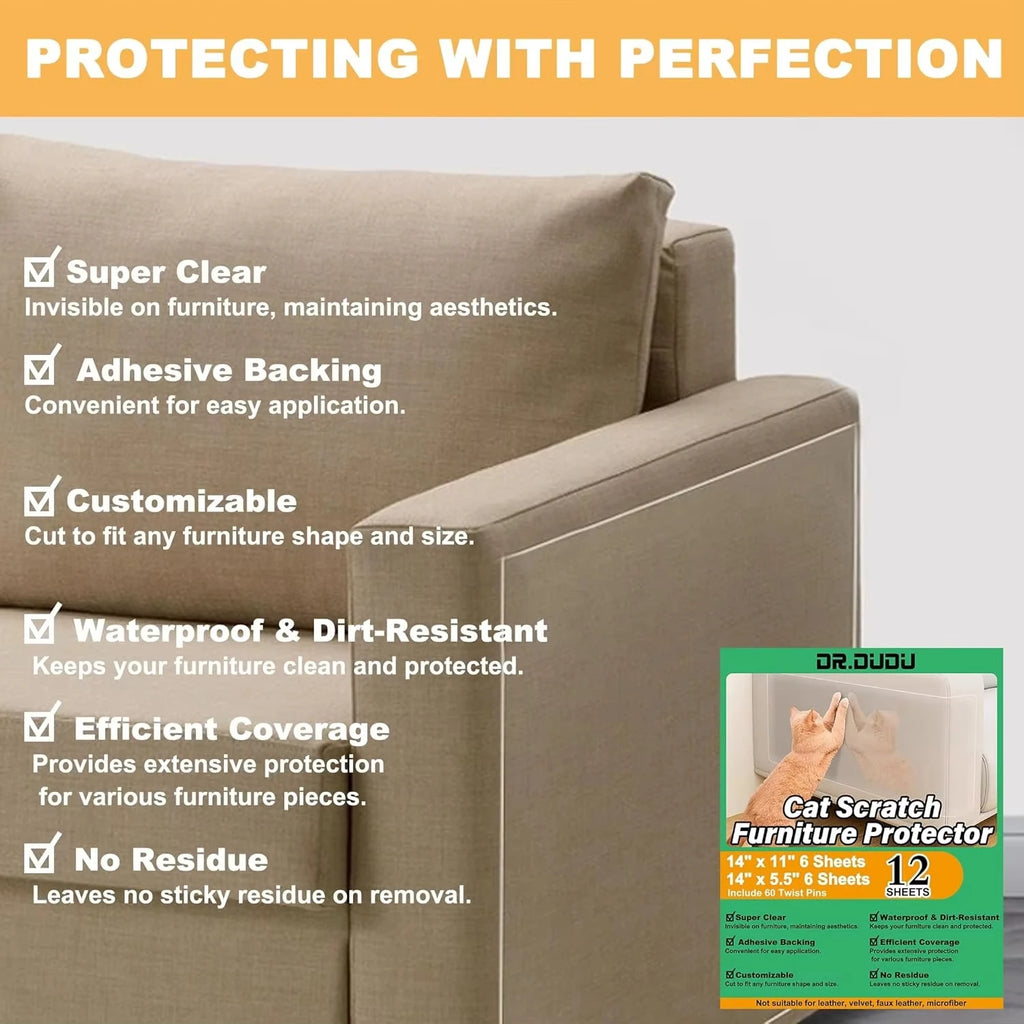 Cat Scratch Deterrent Tape Furniture Protectors From Cats Transparent Self-Adhesive Pet Training Tape for Sofa Furniture Sticker