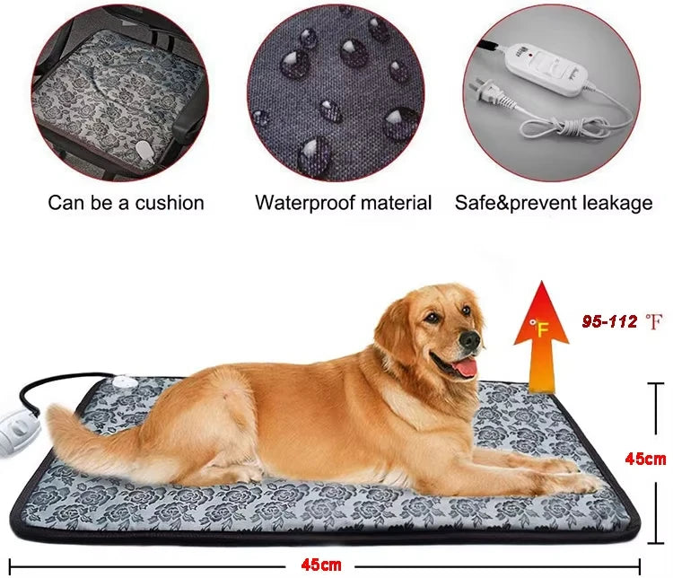 Pet Heated Mat Dog Temperature Adjustable Dog Heating Pad Waterproof Electric Heating Pad Timer Dog Sleeping Supply waterproof ﻿