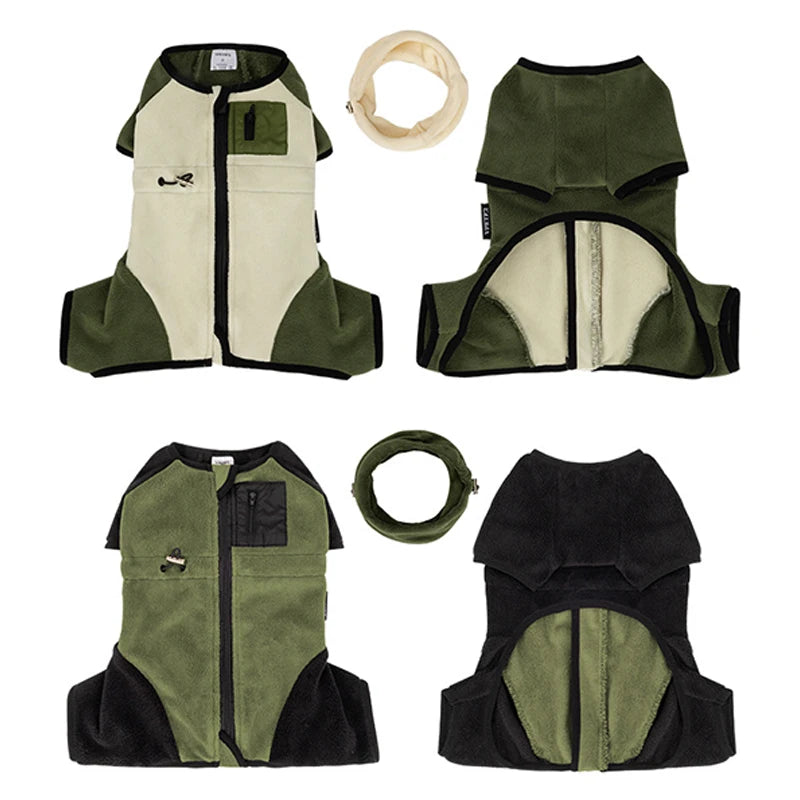 Winter Dog Jacket Italian Greyhound Whippet Vest Warm Dog Coat Wind-proof Polar Fleece High Collar Detachable Dog Clothes